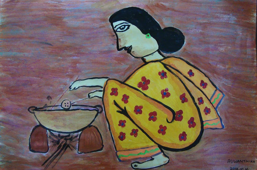 Een prachtig schilderij van Ruwanthika