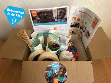 ontwerpbox met logo voor gastlessen op school