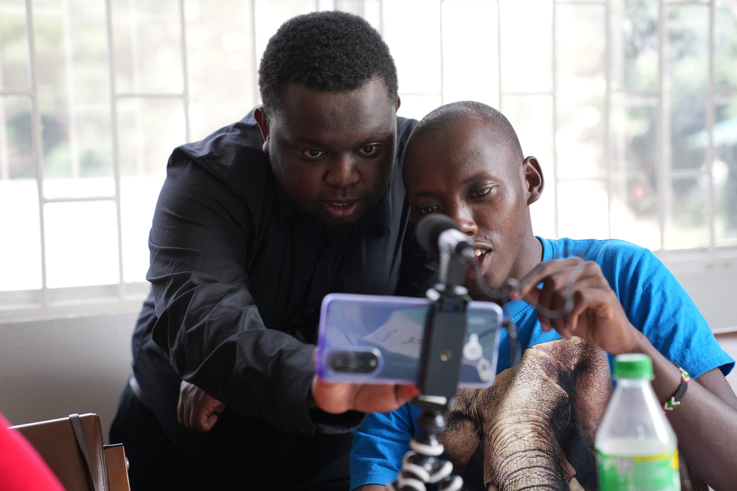 Jimmy en Josephat tijdens de vlog workshop