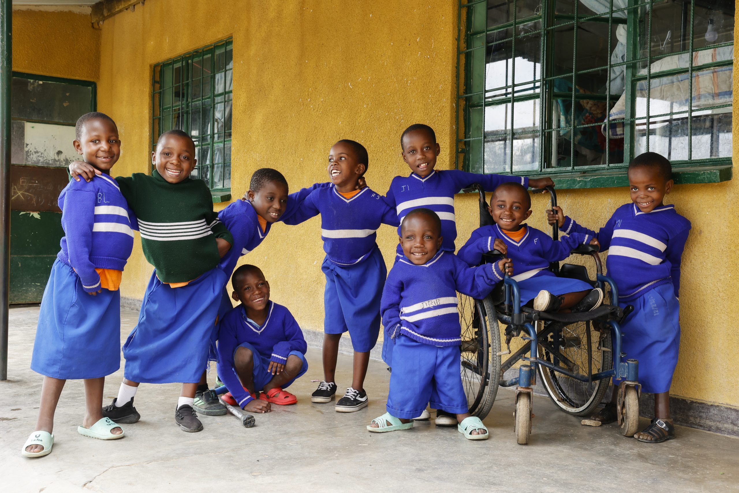 Een groep kinderen in Gatagara, Rwanda